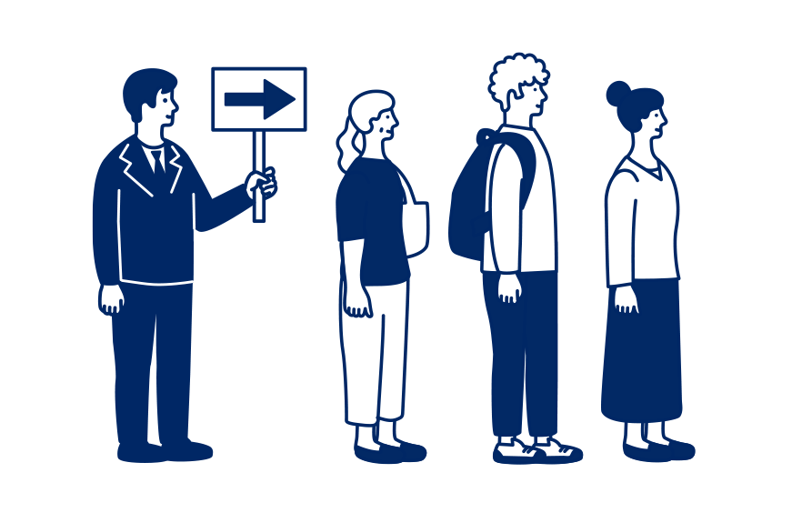 列に並んでいるイラスト